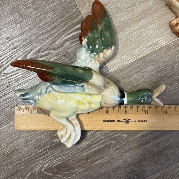 Vtg Mallard Duck Flying Ceramic Wall Hanger Pocket Planter Hunting Cabin Japan - Picture 2 of 9